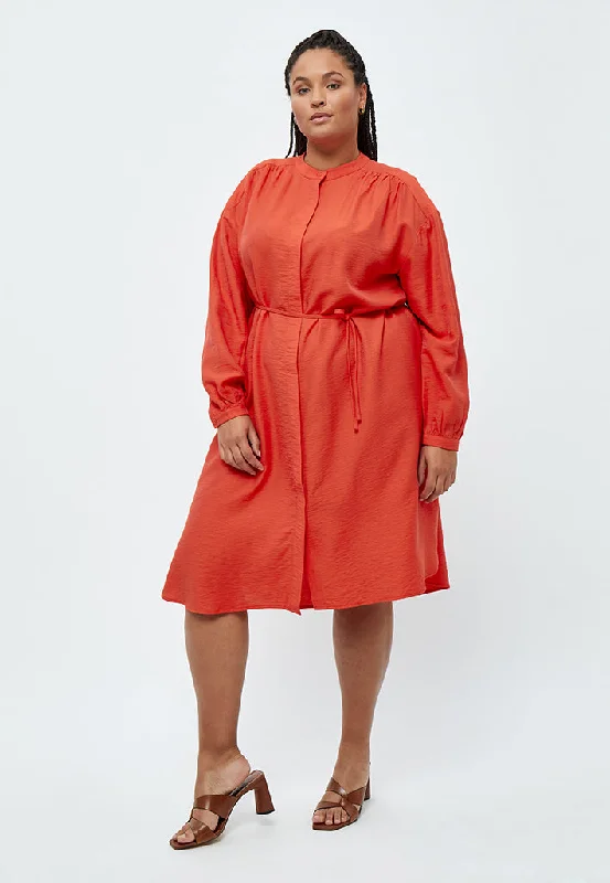 leather mini dress-Mirinda Harmonia Shirt Dress Curve - Intense Orange