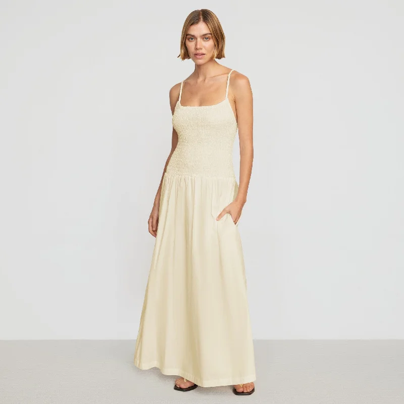 long maxi dress-Venus Smocked Midi Dress | Cream