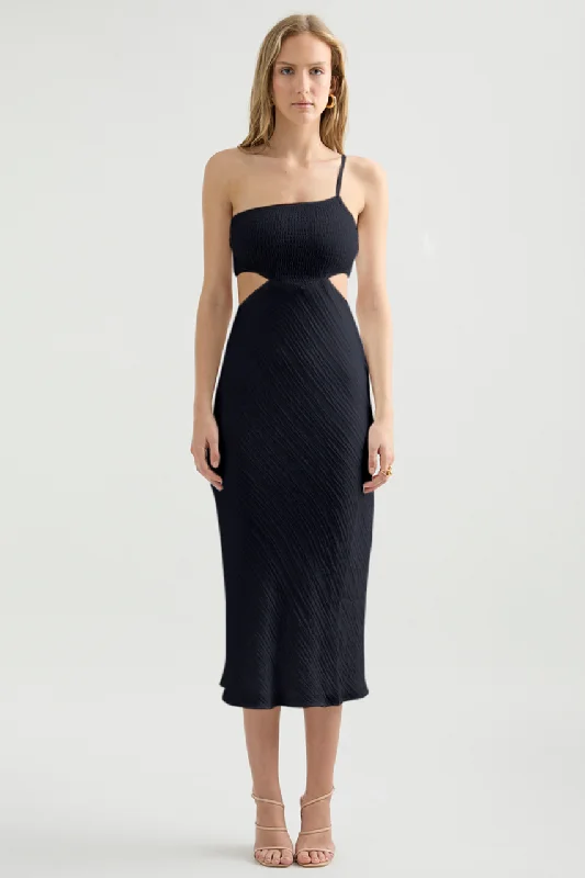 tulle cocktail dress-Norah Midi Dress - Black