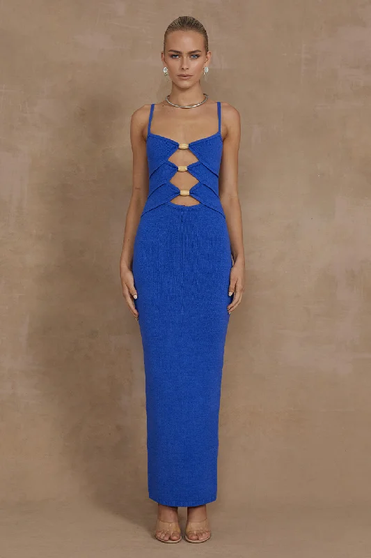 sapphire blue evening dress-NORMANI MIDI DRESS - ROYAL