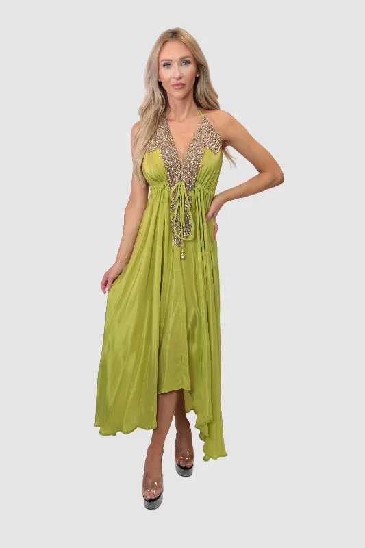 red cocktail dress-Mallorca Lime Green Dress