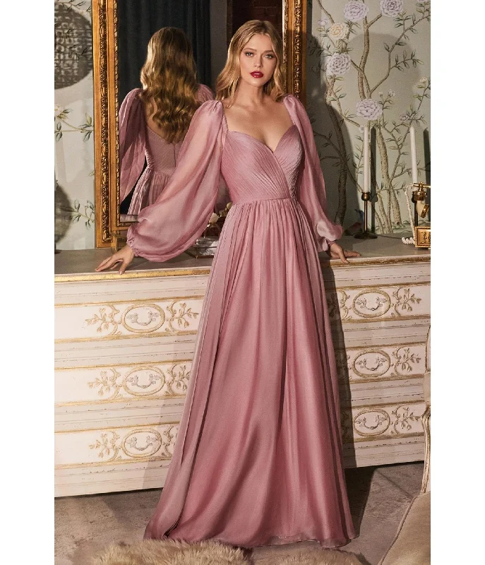 wrap front dress-Cinderella Divine  Petal Blush Chiffon Sweetheart Bridesmaid Goddess Gown