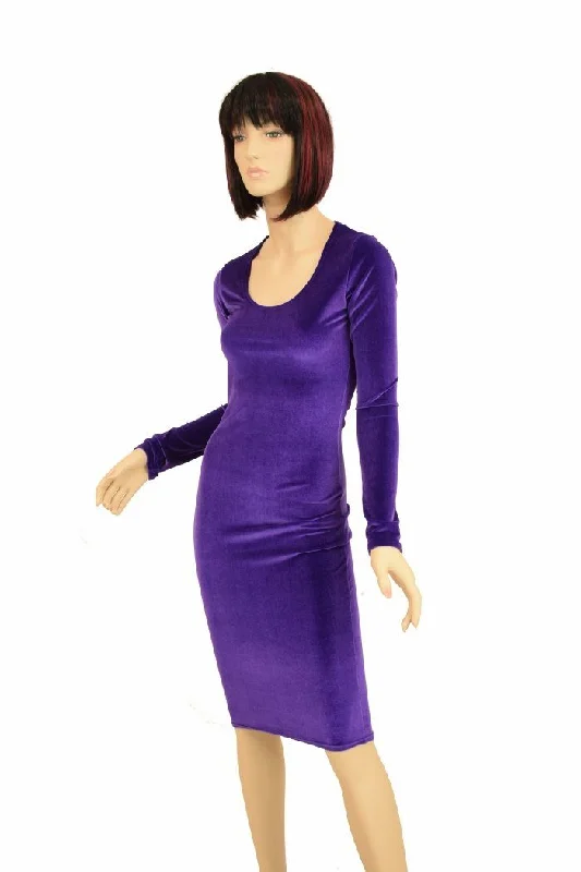 halter neck dress-Long Sleeve Wiggle Dress