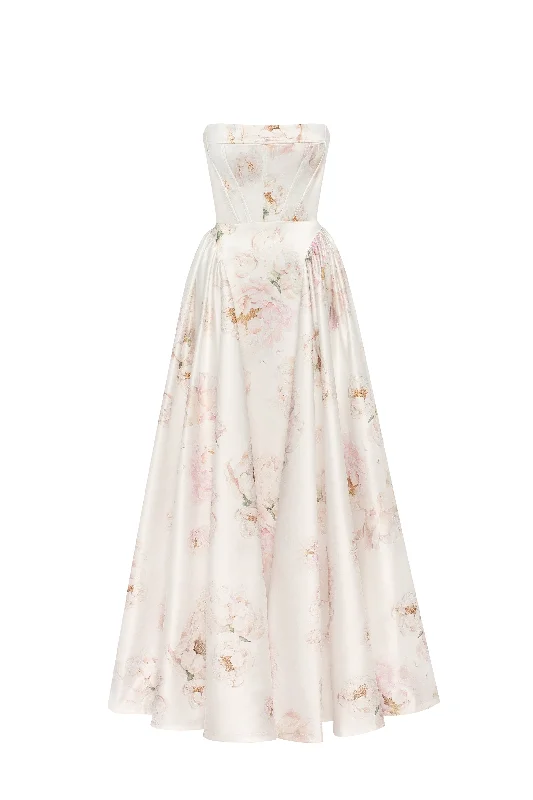 bodycon prom dress-Refined pink peony maxi dress, Garden of Eden