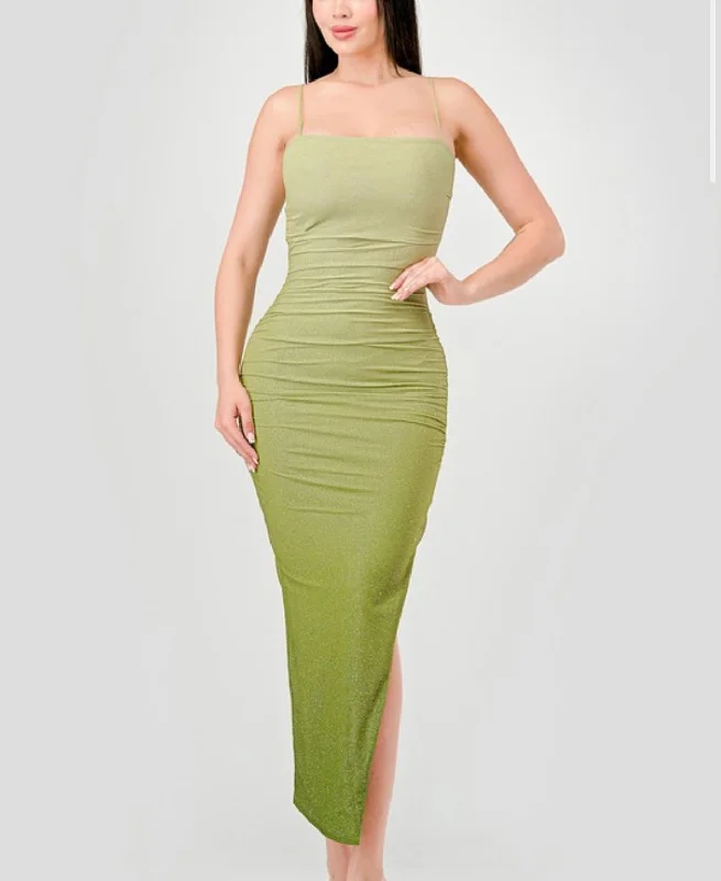 tiered cocktail dress-Roxi Midi Dress-Sage Green