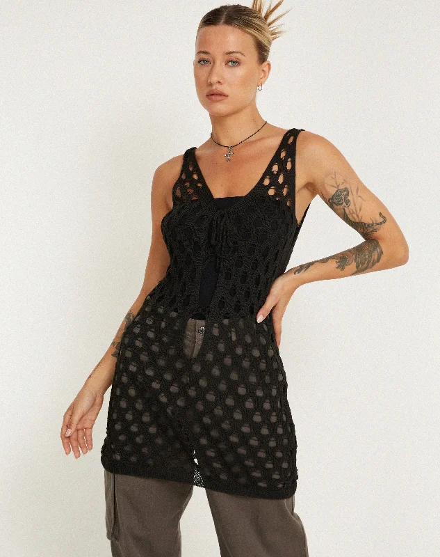 black lace dress-Ryushi Mini Dress in Black