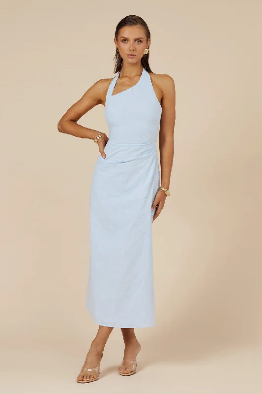 halter maxi dress-SAPHIRA LONG MIDI DRESS - ICE BLUE