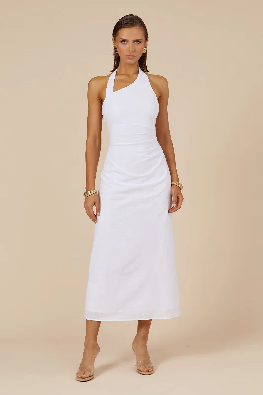 tiered boho dress-SAPHIRA LONG MIDI DRESS - WHITE