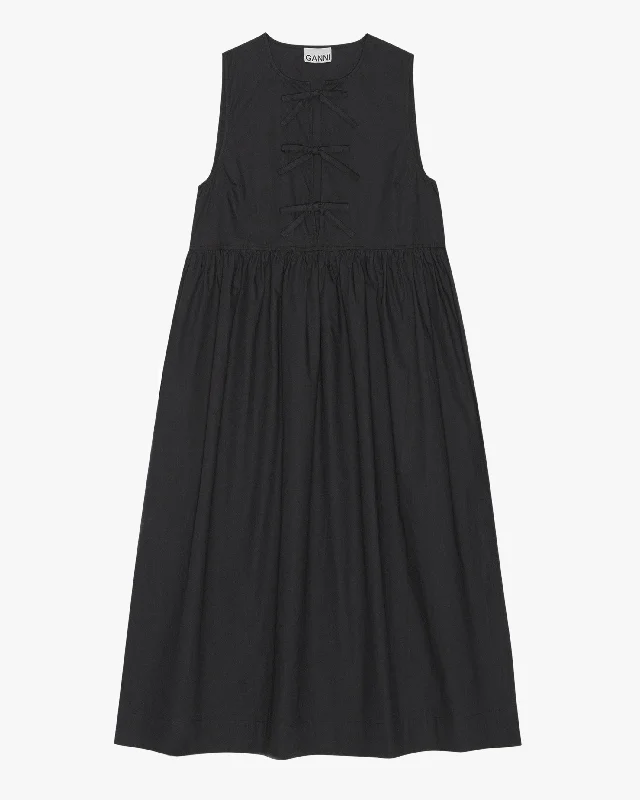 asymmetrical evening dress-Cotton Poplin Midi Dress