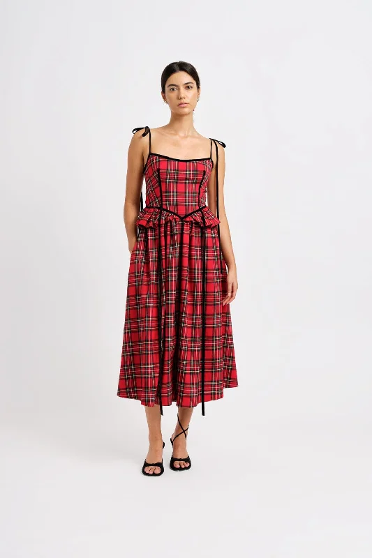 silver prom dress-Tessa Dress Red Plaid