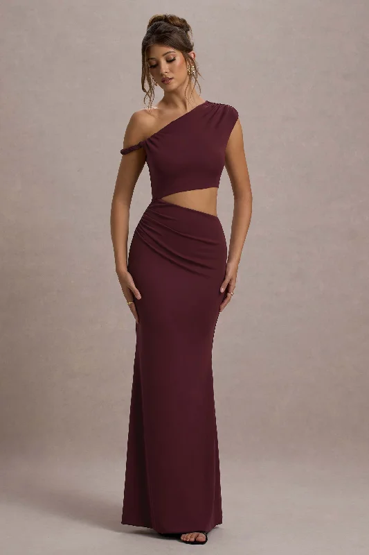 shift summer dress-Thaliana | Port Cut-Out Open-Back Maxi Dress