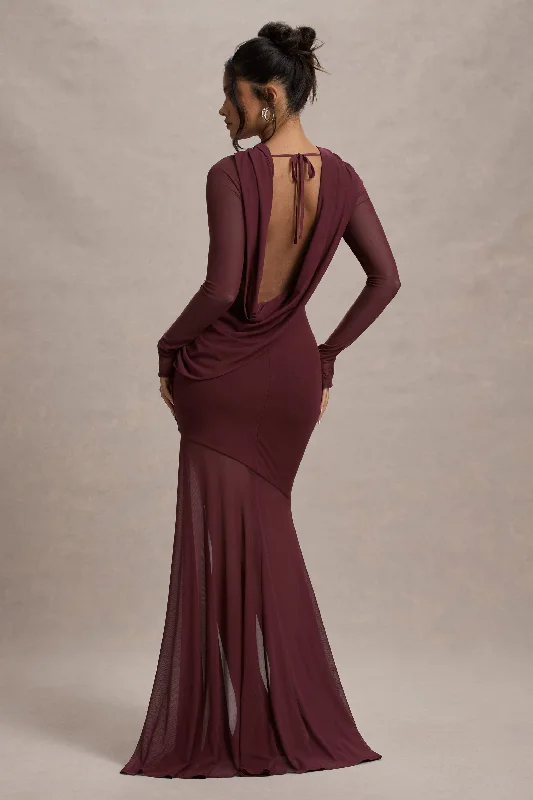 flowy summer dress-Tigerlily | Port Mesh Long-Sleeve Open-Back Maxi Dress