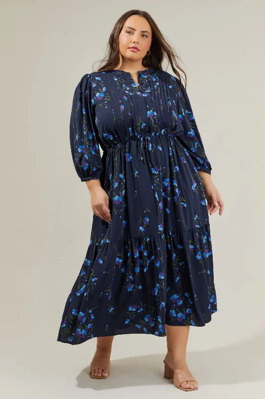 black evening dress-Torun Floral Midi Dress Curve