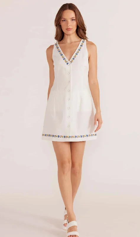 satin formal dress-Elini Embroidered Mini Dress