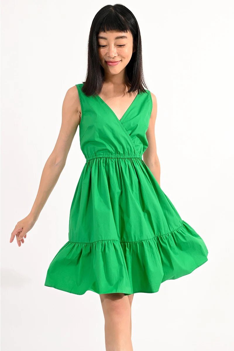 A-line summer dress-V Neck Ruffle Mini Dress