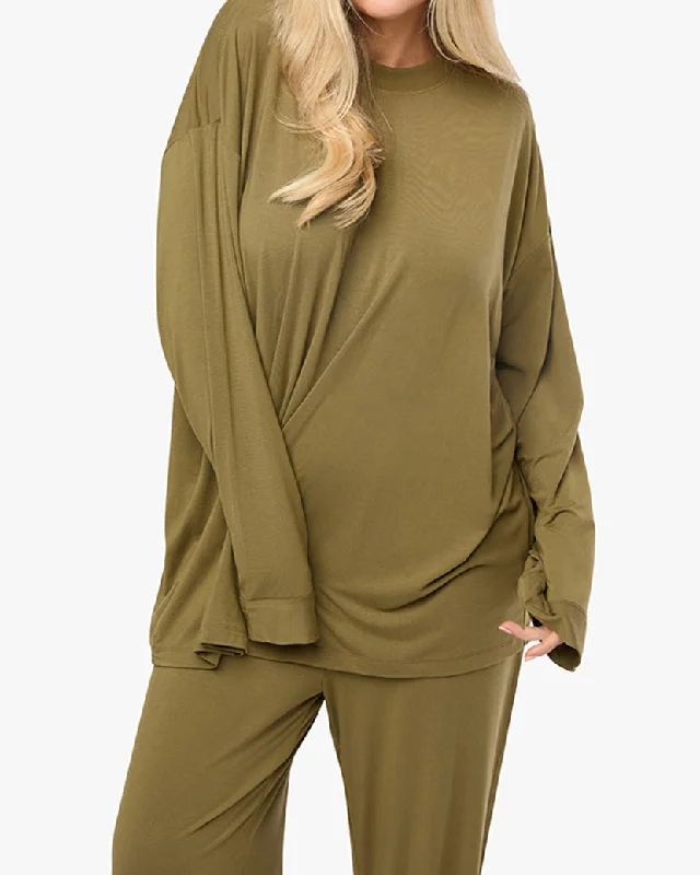 A-line evening dress-Long Sleeve Oversized Sleep Tee | Fern