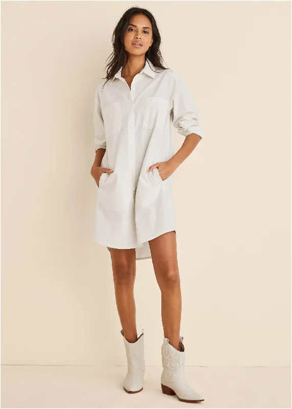 leather mini dress-Shirt Dress - Off White