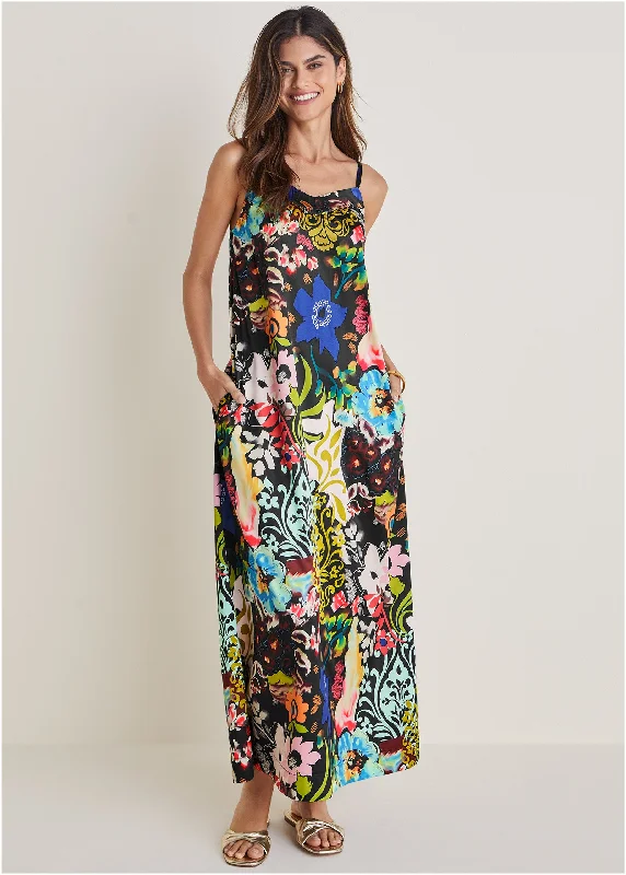 flowy beach dress-Sleeveless Maxi Dress - Viva La Vida