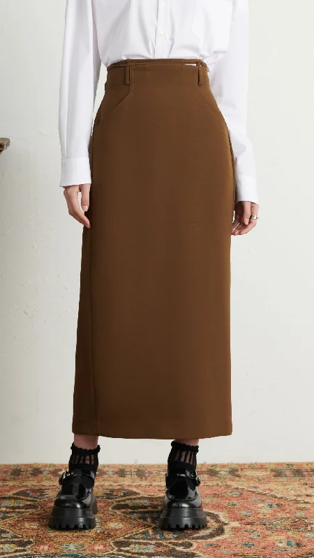 beige maxi skirt-Long Pencil Skirt