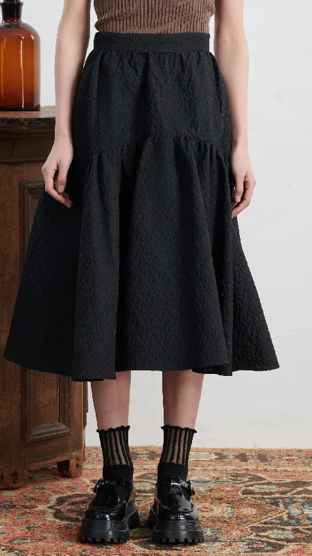 lace trim skirt-Balloon Midi Skirt