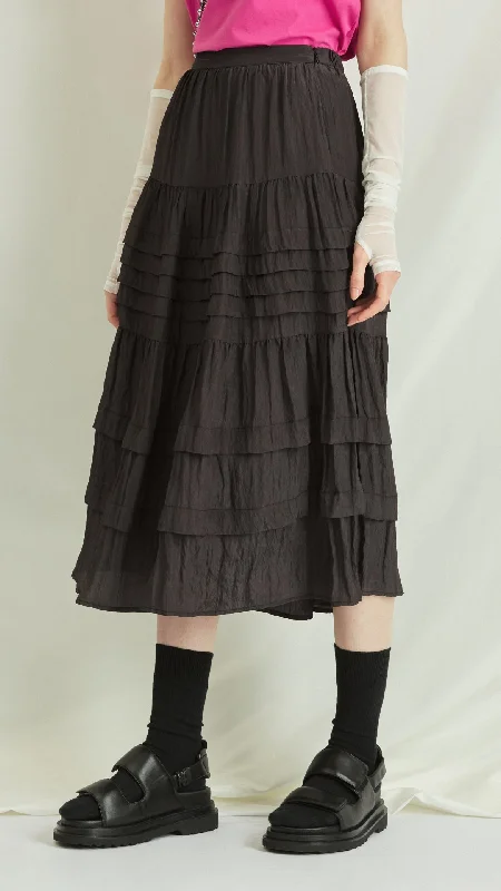 pleated denim skirt-Tiered Ruffle Skirt