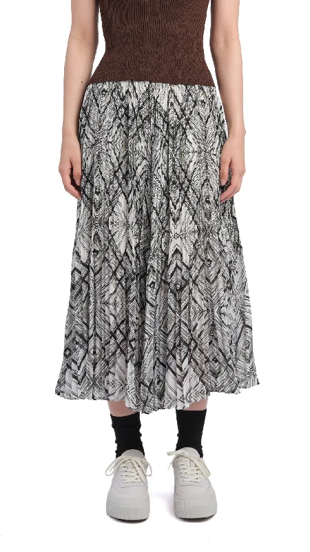 leather lace skirt-Handcrafted Checker Printed Flare Skirt