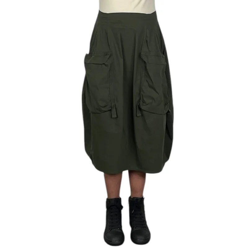 long pleated skirt-CURVED CARGO SKIRT