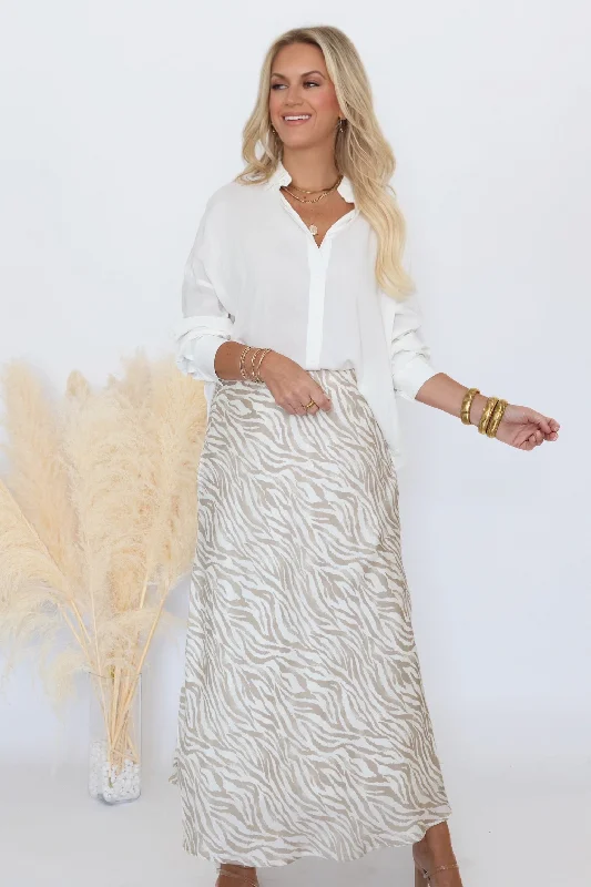 white cotton skirt-Aria Zebra Skirt