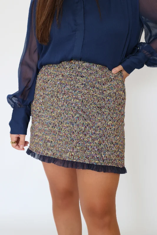 pleated maxi skirt-Blair Tweed Mini Skirt