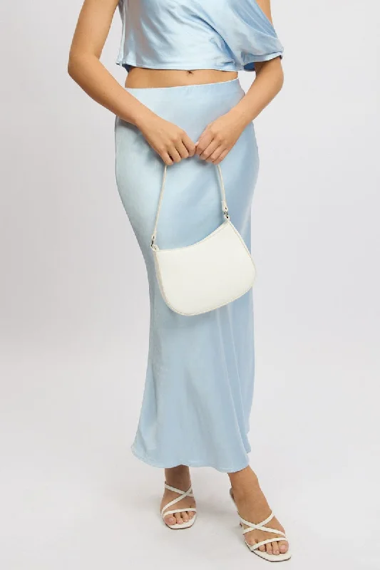 grey pencil skirt-Blue Slip Skirt Maxi High Rise Satin Crepe