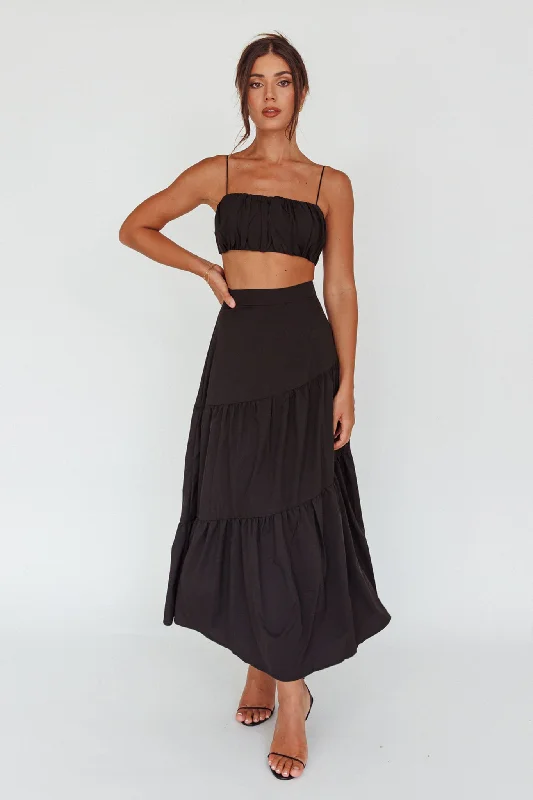 button down pencil skirt-Bondi Waist Tie Maxi Skirt Black