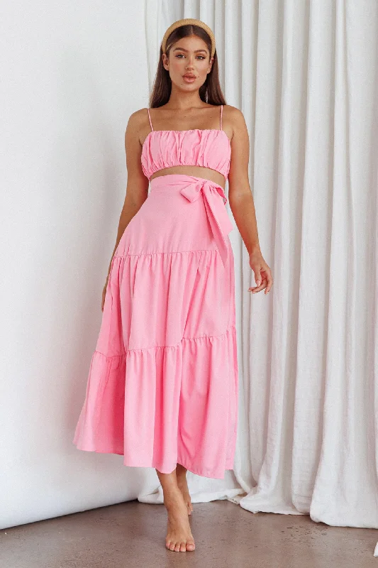 chic pencil skirt-Bondi Waist Tie Maxi Skirt Pink