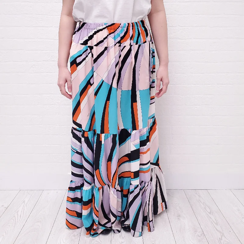 pastel pink skirt-EMILIO PUCCI SILK MAXI SKIRT - SIZE 42