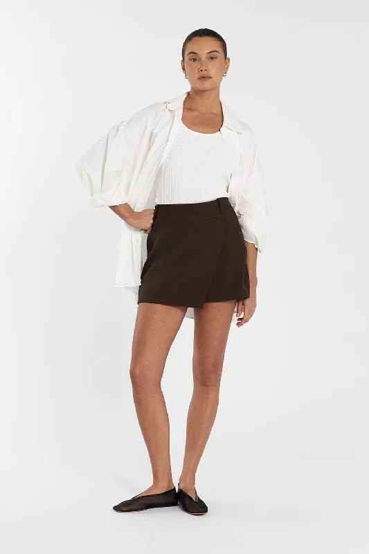 A-line pencil skirt-JULIE BITTER CHOC TAILORED SKORT