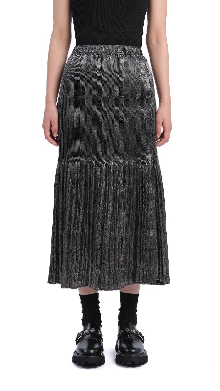 leather maxi skirt-Metallic Skirt