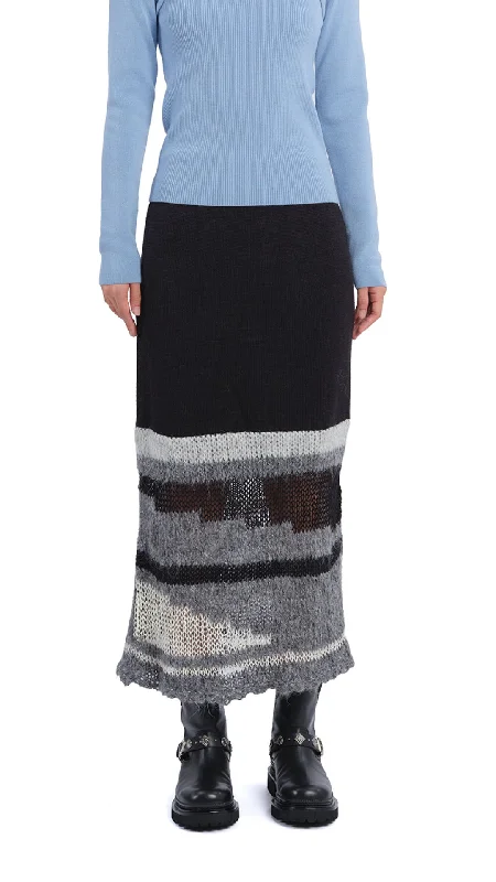 high low maxi skirt-Mix Yarn Knit Skirt