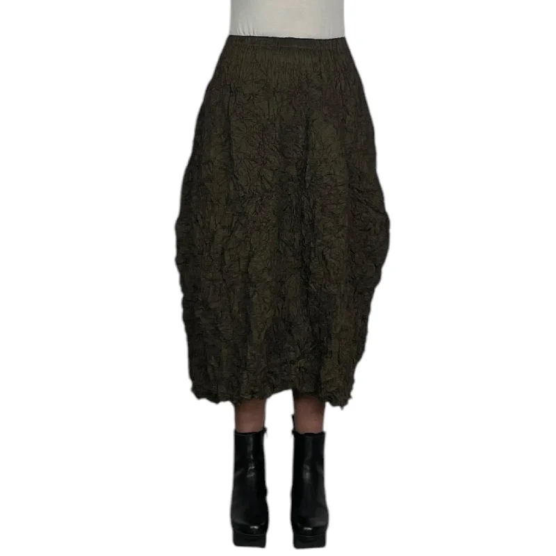 grey knit skirt-CRINKLE PLEAT A-LINE SKIRT