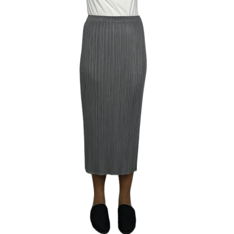 grey midi skirt-BASICS SLIM SKIRT