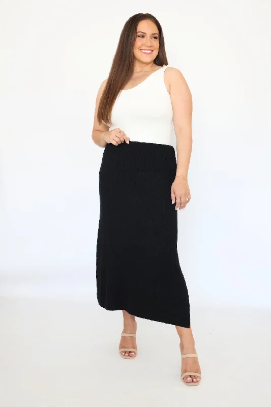 navy blue skirt-Wella Sweater Skirt