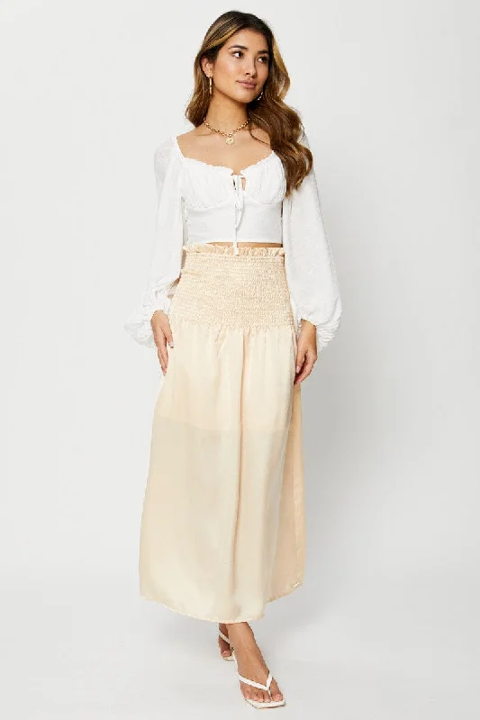 glitter lace skirt-White Maxi Skirt Satin